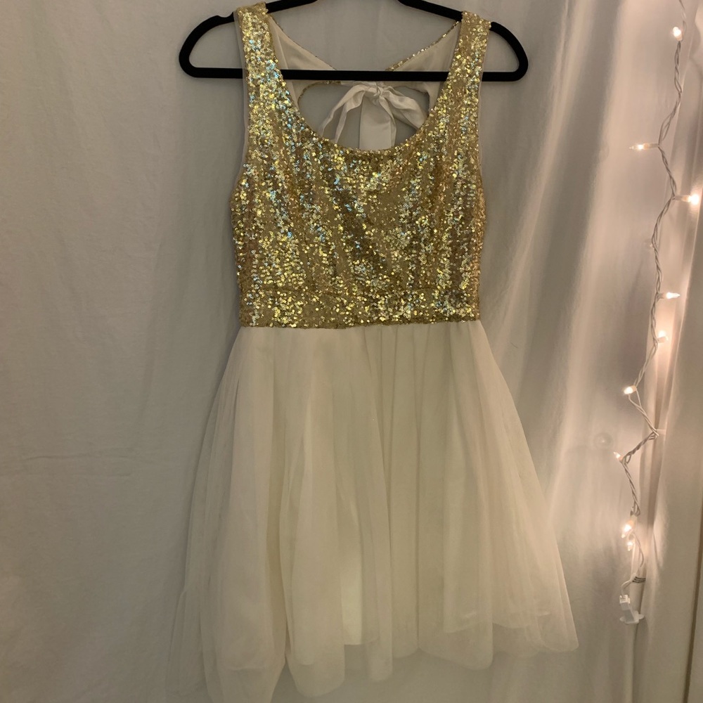 Gold Sequin Homecoming Dress